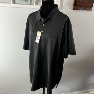 Cubavera Men’s Big & Tall Solid Textured Polo Short Sleeve Shirt Jet Black XXL